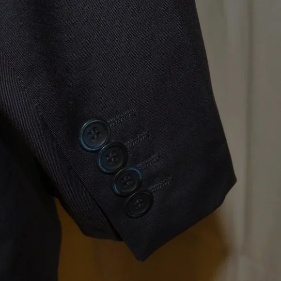 Versace Mainline x Castangia Recent Dark Blue Woven Two Button Suit Jacket 40L